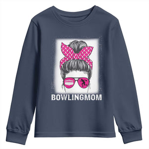 Bowling Mom Life Youth Sweatshirt Funny Bowler Gift TS12 Navy Print Your Wear