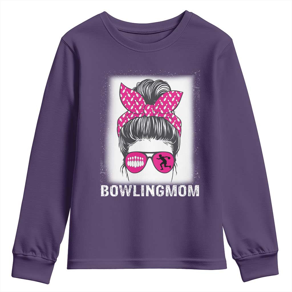 Bowling Mom Life Youth Sweatshirt Funny Bowler Gift TS12 Purple Print Your Wear