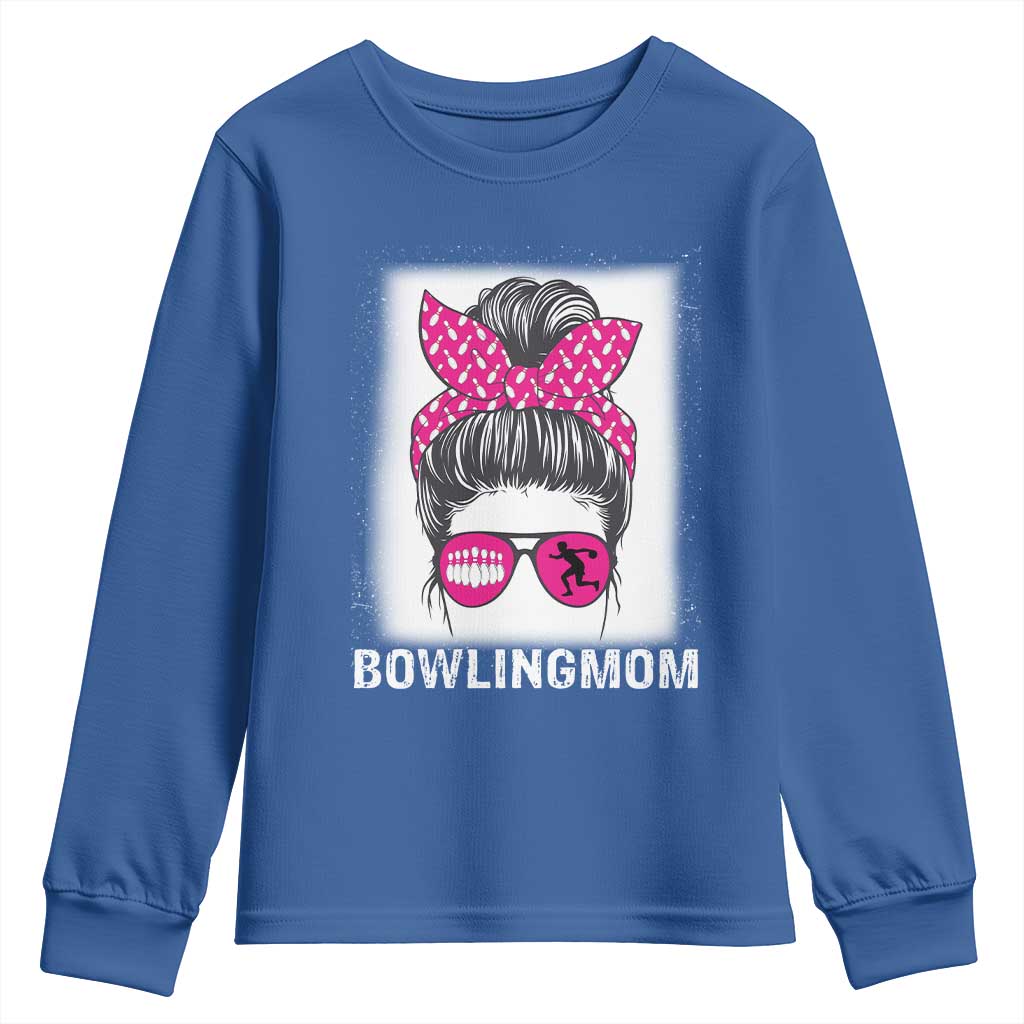 Bowling Mom Life Youth Sweatshirt Funny Bowler Gift TS12 Royal Blue Print Your Wear