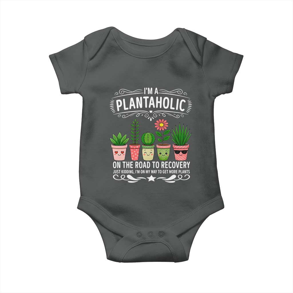 Funny Plantaholic Baby Onesie Im On My Way To Get More Plants TS12 Dark Heather Print Your Wear