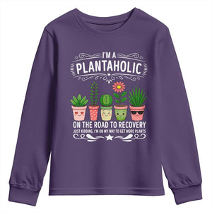 Funny Plantaholic Youth Sweatshirt Im On My Way To Get More Plants TS12 Purple Print Your Wear