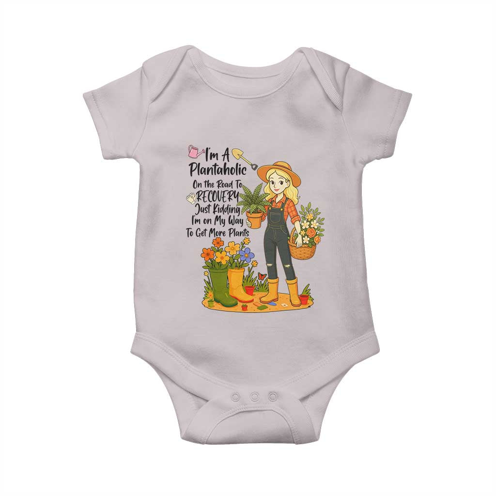 Plantaholic Baby Onesie Im On My Way To Get More Plants TS12 Ice Gray Print Your Wear