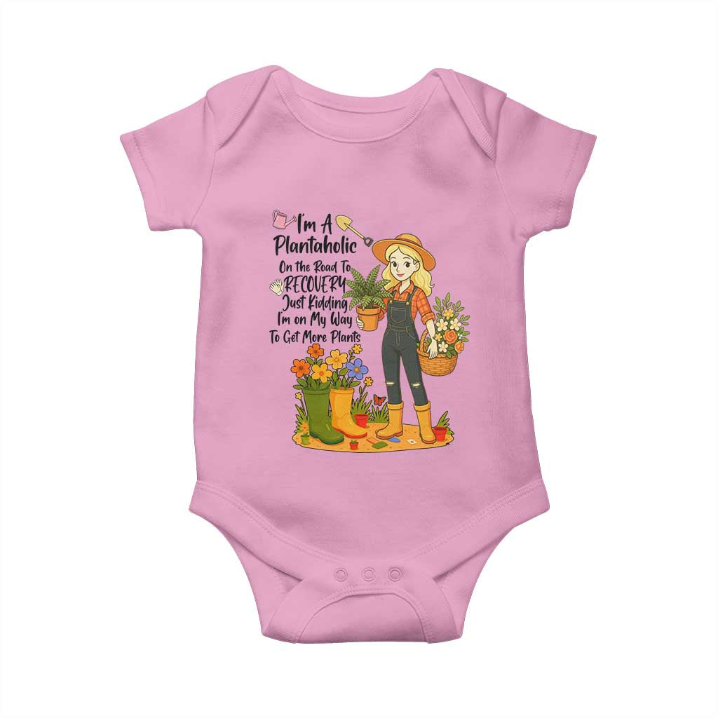 Plantaholic Baby Onesie Im On My Way To Get More Plants TS12 Light Pink Print Your Wear