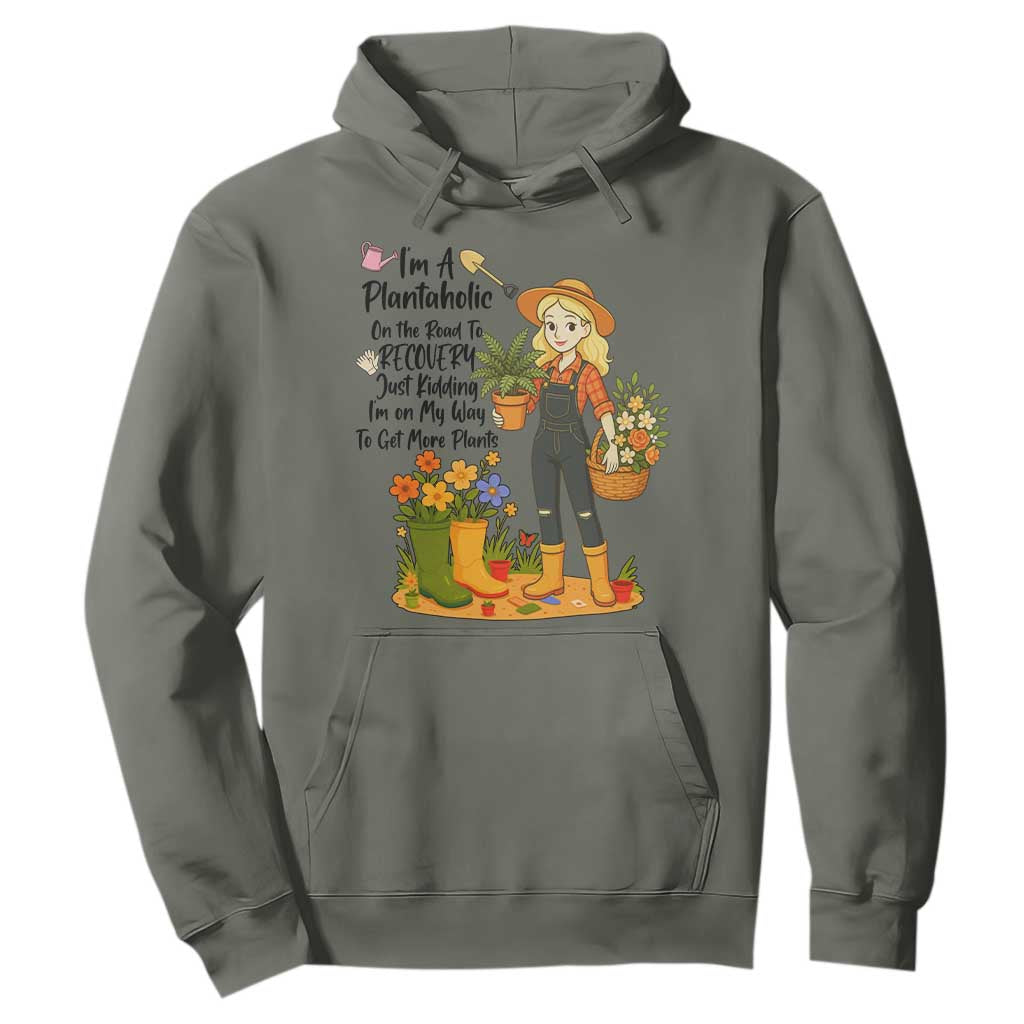 Plantaholic Hoodie Im On My Way To Get More Plants TS12 Military Green Print Your Wear