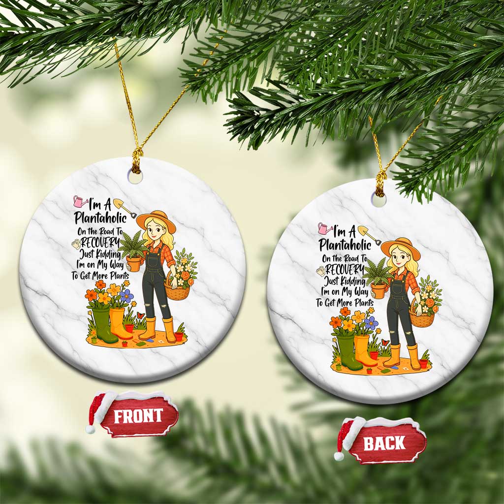 Plantaholic Ceramic Ornament Im On My Way To Get More Plants TS12 1pc White Marble Print Your Wear