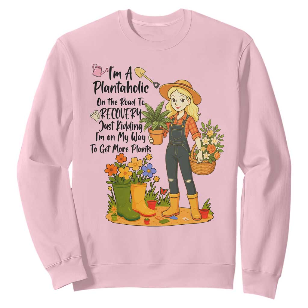 Plantaholic Sweatshirt Im On My Way To Get More Plants TS12 Light Pink Print Your Wear