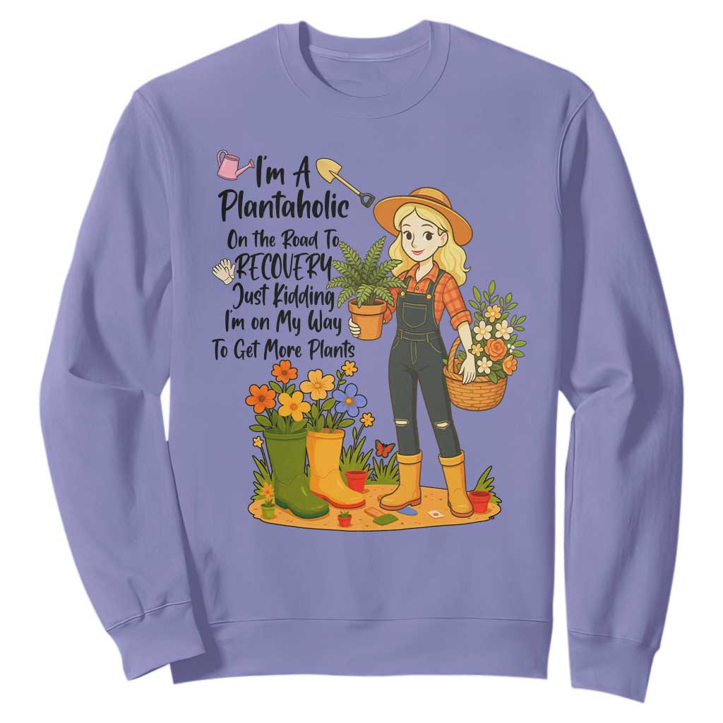 Plantaholic Sweatshirt Im On My Way To Get More Plants TS12 Violet Print Your Wear