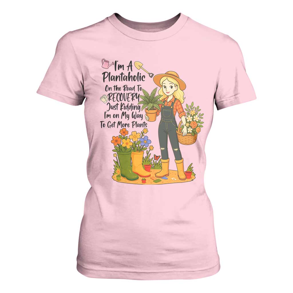 Plantaholic T Shirt For Women Im On My Way To Get More Plants TS12 Light Pink Print Your Wear