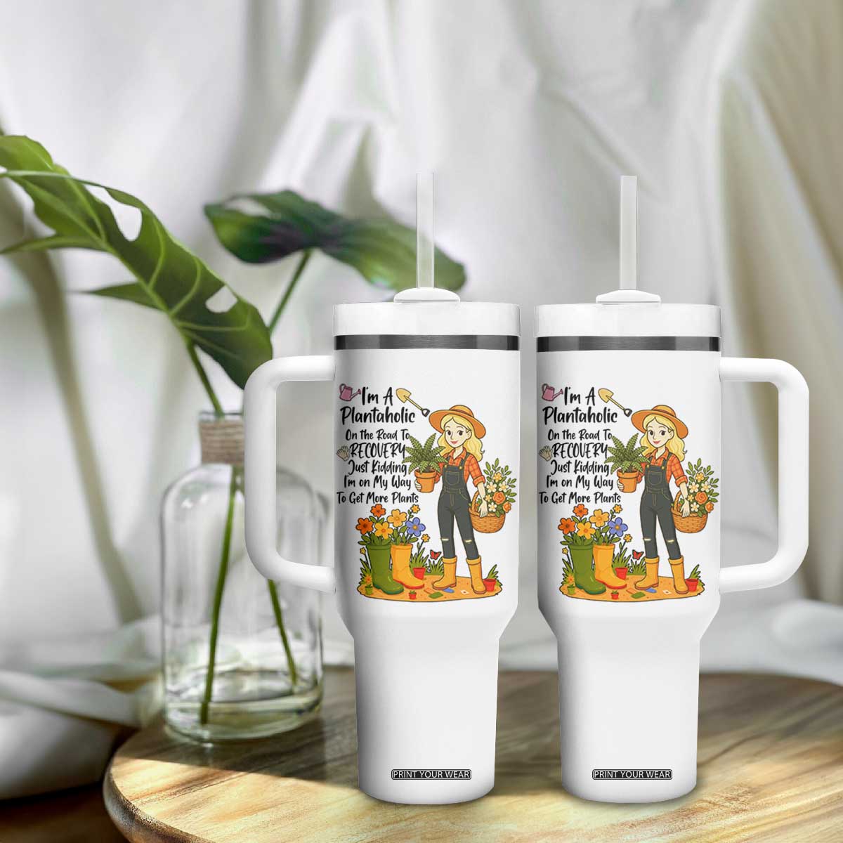 Plantaholic Tumbler With Handle Im On My Way To Get More Plants TS12 Print Your Wear