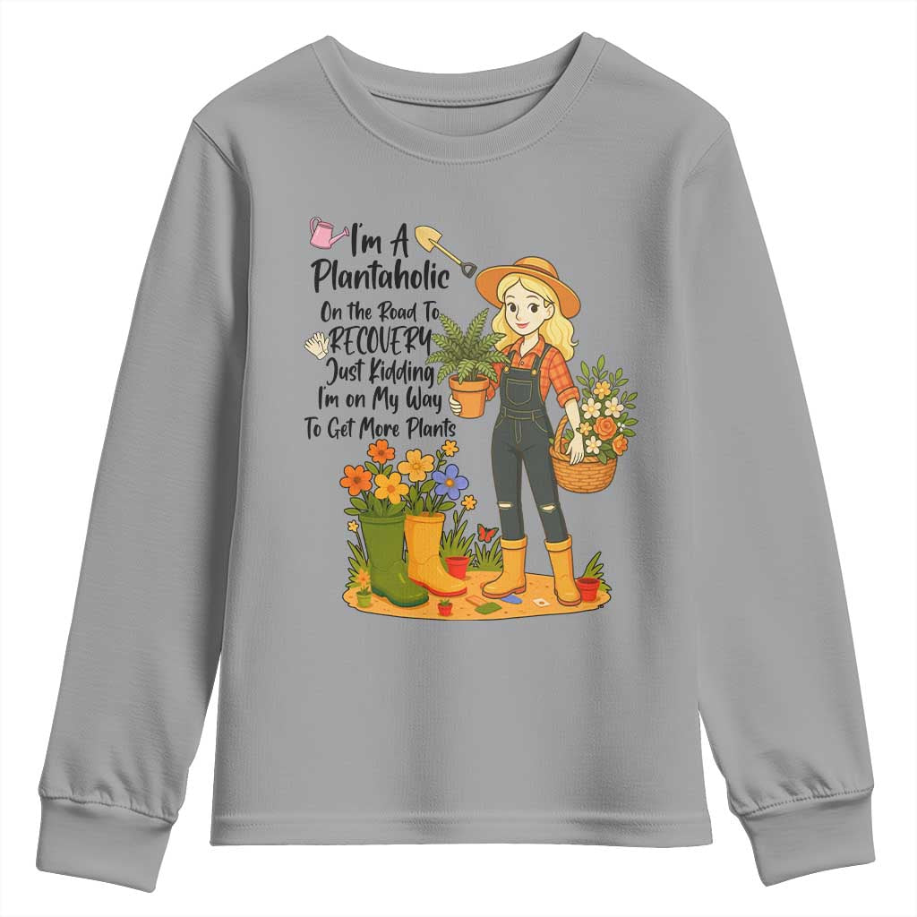 Plantaholic Youth Sweatshirt Im On My Way To Get More Plants TS12 Sport Gray Print Your Wear