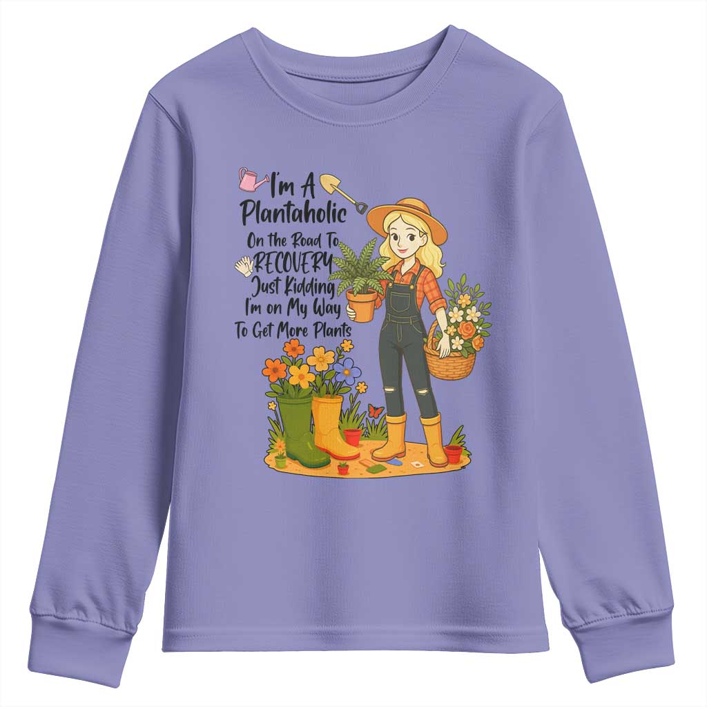 Plantaholic Youth Sweatshirt Im On My Way To Get More Plants TS12 Violet Print Your Wear