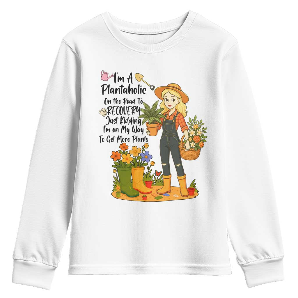 Plantaholic Youth Sweatshirt Im On My Way To Get More Plants TS12 White Print Your Wear