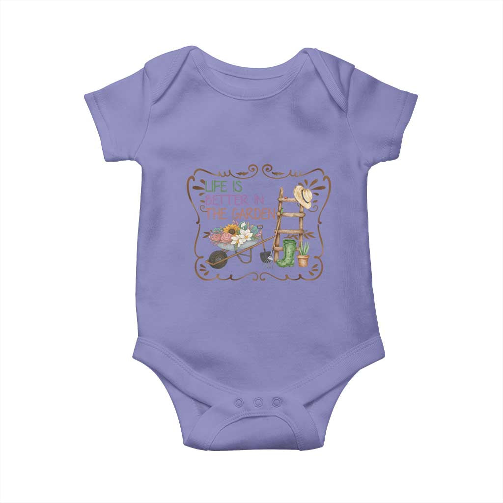 Life Is Better In The Garden Baby Onesie Funny Gardening Quote TS12 Violet Print Your Wear