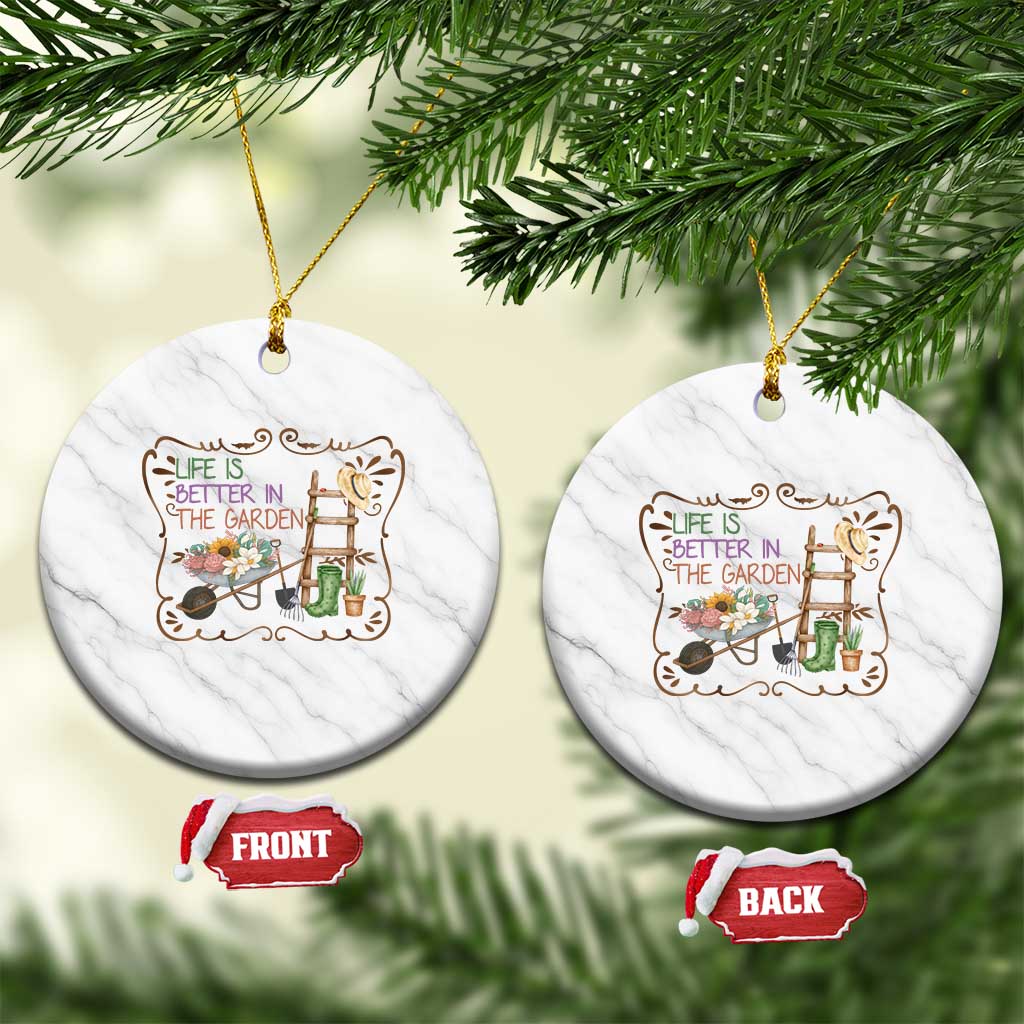 Life Is Better In The Garden Ceramic Ornament Funny Gardening Quote TS12 1pc White Marble Print Your Wear
