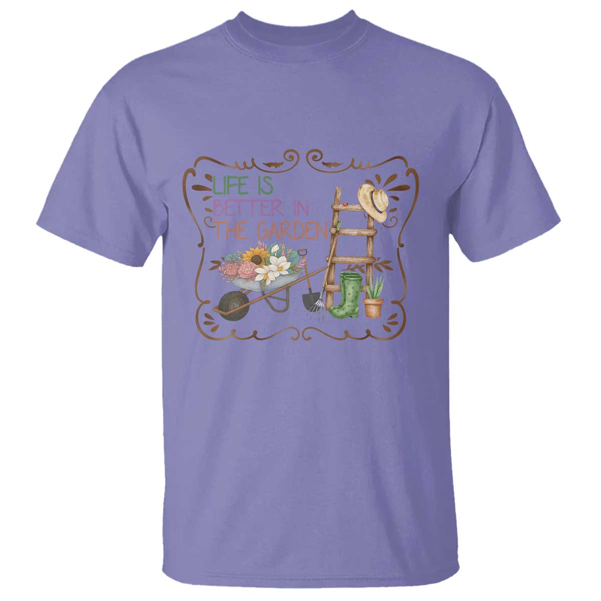 Life Is Better In The Garden T Shirt Funny Gardening Quote TS12 Violet Print Your Wear