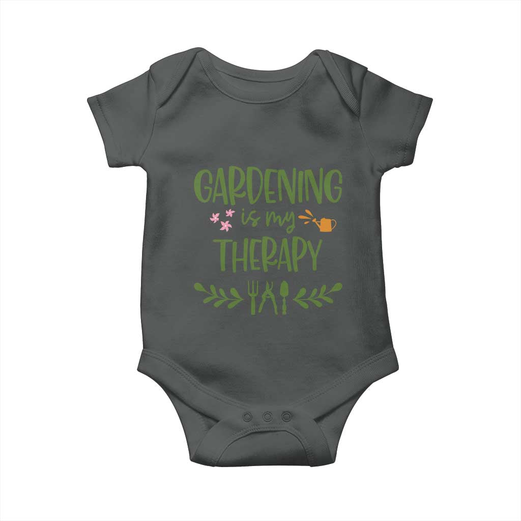 Gardening Is My Therapy Baby Onesie Funny Plant Lover TS12 Dark Heather Print Your Wear