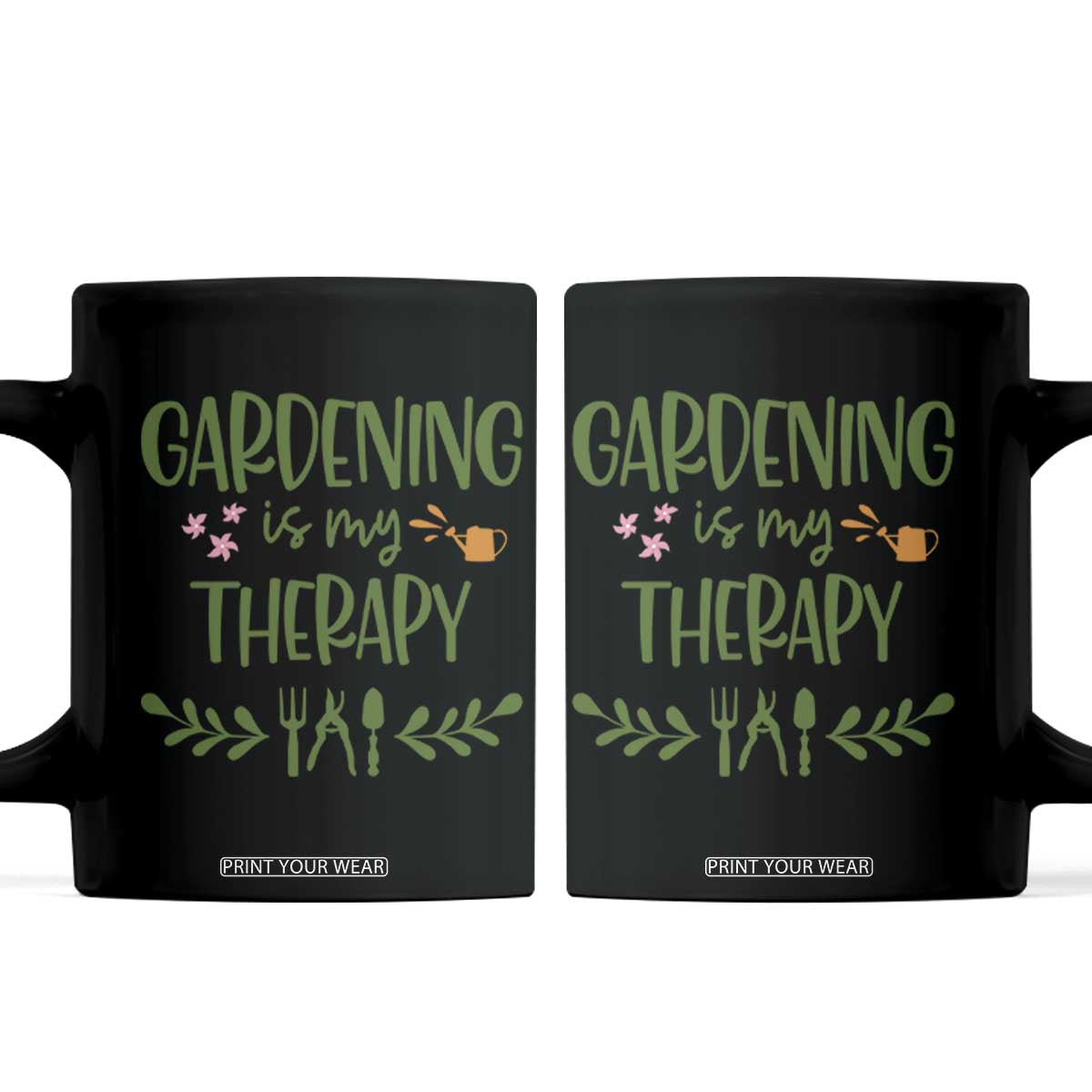 Gardening Is My Therapy Coffee Mug Funny Plant Lover TS12 Black Print Your Wear