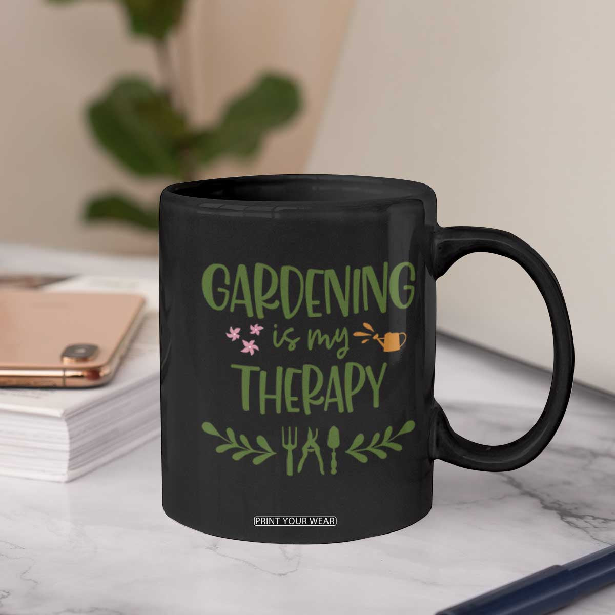 Gardening Is My Therapy Coffee Mug Funny Plant Lover TS12 Print Your Wear