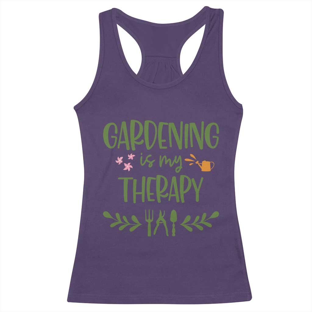 Gardening Is My Therapy Racerback Tank Top Funny Plant Lover TS12 Purple Print Your Wear