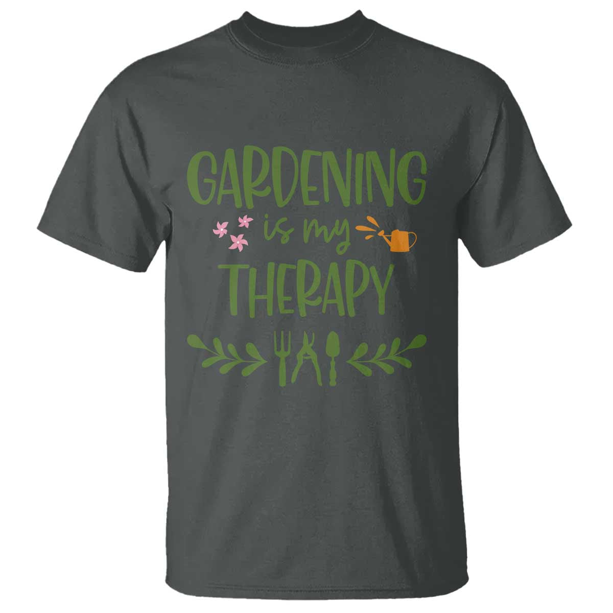 Gardening Is My Therapy T Shirt Funny Plant Lover TS12 Dark Heather Print Your Wear