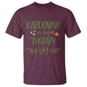 Gardening Is My Therapy T Shirt Funny Plant Lover TS12 Maroon Print Your Wear