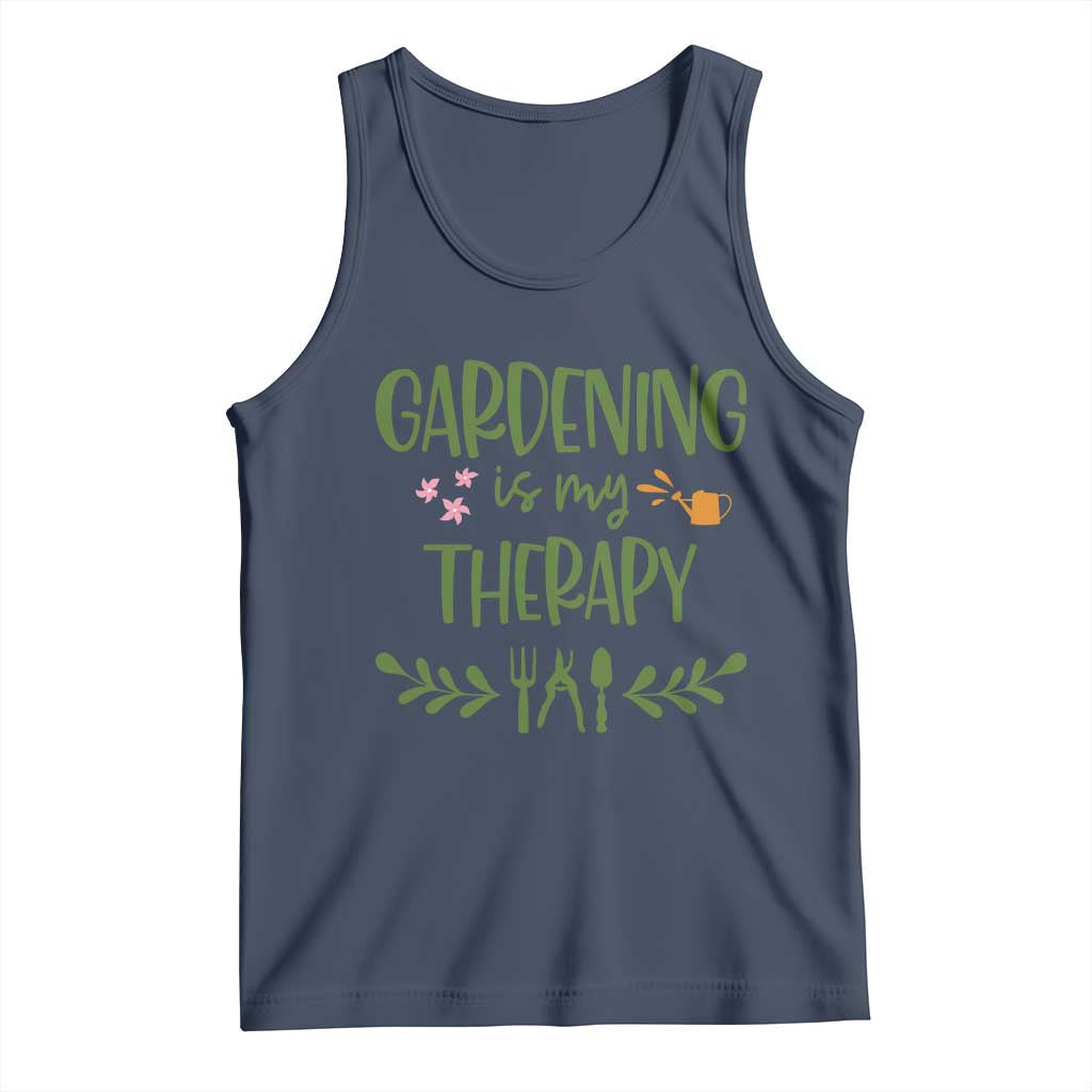 Gardening Is My Therapy Tank Top Funny Plant Lover TS12 Navy Print Your Wear