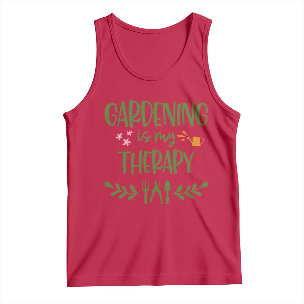 Gardening Is My Therapy Tank Top Funny Plant Lover TS12 Red Print Your Wear