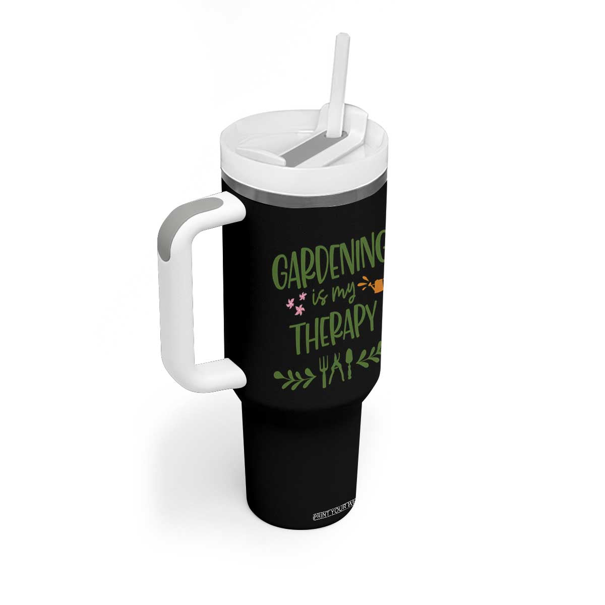 Gardening Is My Therapy Tumbler With Handle Funny Plant Lover TS12 Print Your Wear