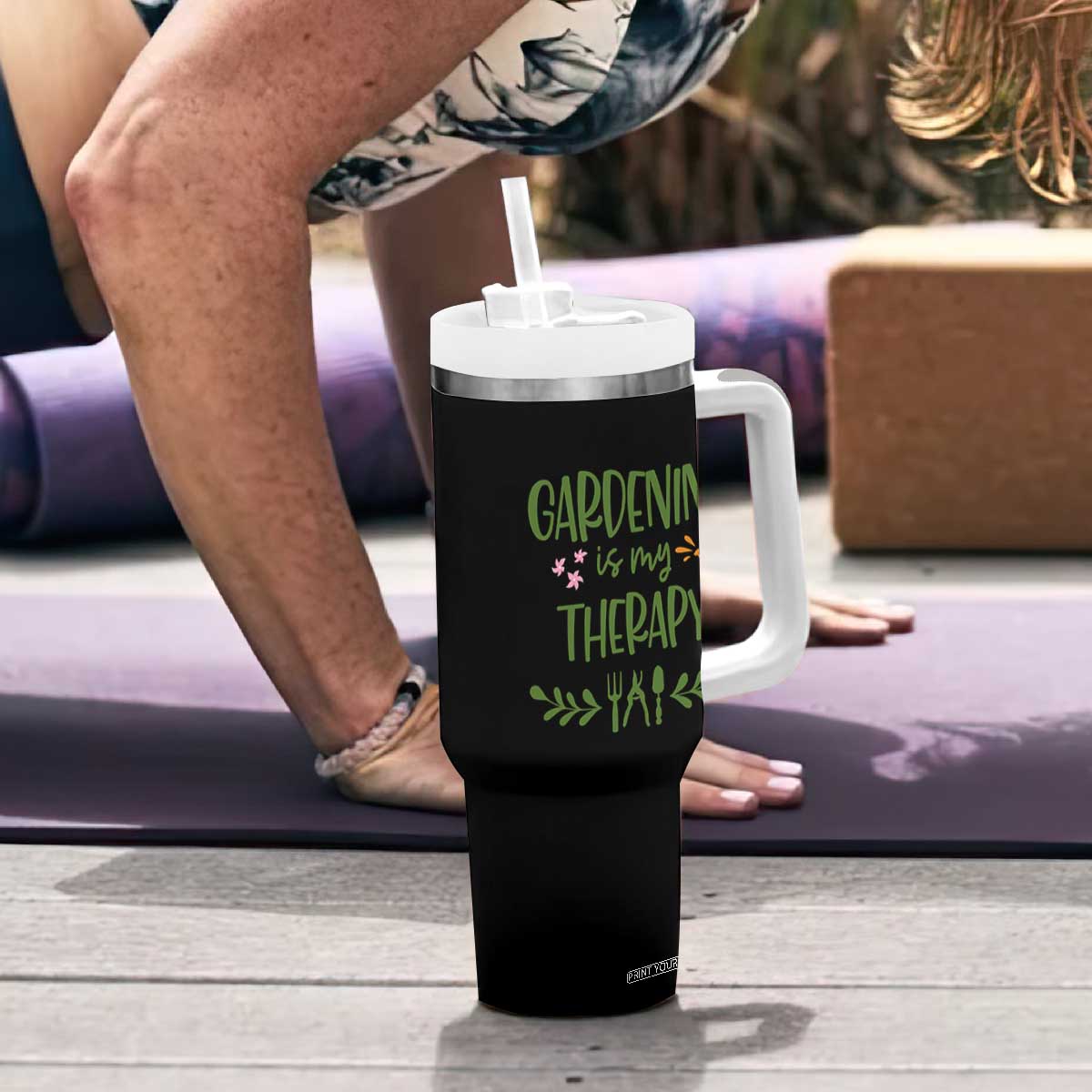 Gardening Is My Therapy Tumbler With Handle Funny Plant Lover TS12 Print Your Wear