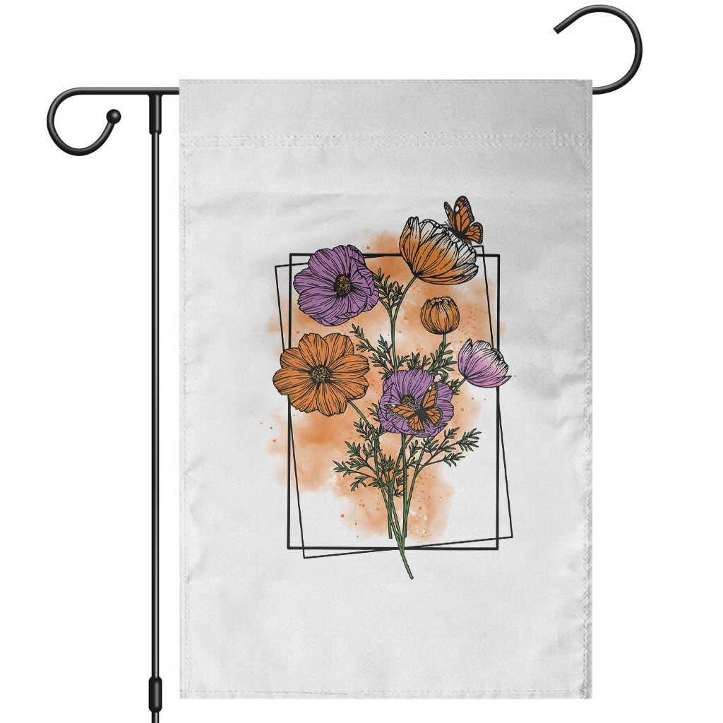 Monarch Butterfly Botanical Wildflowers Garden Flag Vintage Watercolor Floral Nature Frame Gift TS12 White Print Your Wear