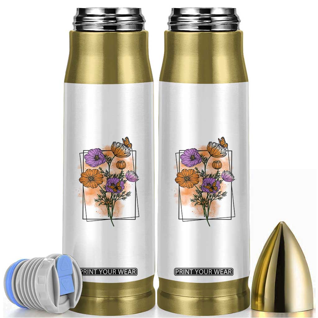 Monarch Butterfly Botanical Wildflowers Bullet Tumbler Vintage Watercolor Floral Nature Frame Gift TS12 White Print Your Wear