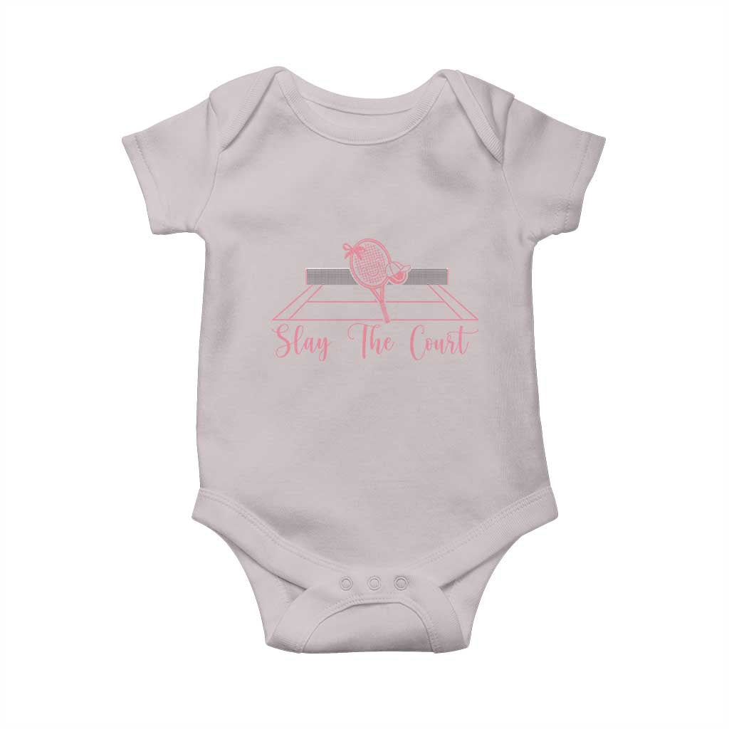 Slay The Court Tennis Girl Baby Onesie Gift For Sport Lover TS12 Ice Gray Print Your Wear