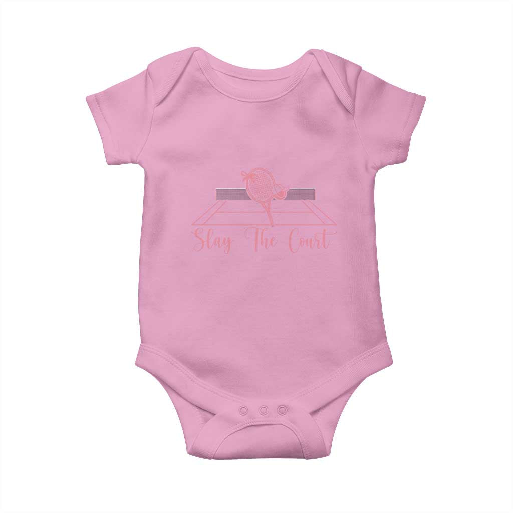 Slay The Court Tennis Girl Baby Onesie Gift For Sport Lover TS12 Light Pink Print Your Wear