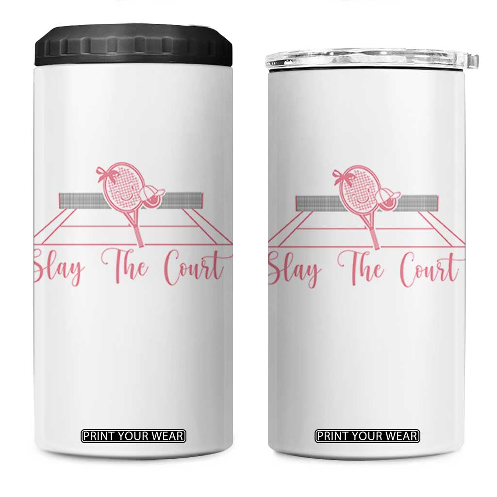 Slay The Court Tennis Girl 4 in 1 Can Cooler Tumbler Gift For Sport Lover TS12 One Size: 16 oz White Print Your Wear