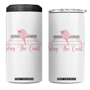 Slay The Court Tennis Girl 4 in 1 Can Cooler Tumbler Gift For Sport Lover TS12 One Size: 16 oz White Print Your Wear