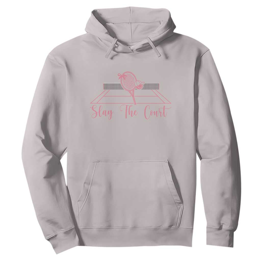 Slay The Court Tennis Girl Hoodie Gift For Sport Lover TS12 Ice Gray Print Your Wear
