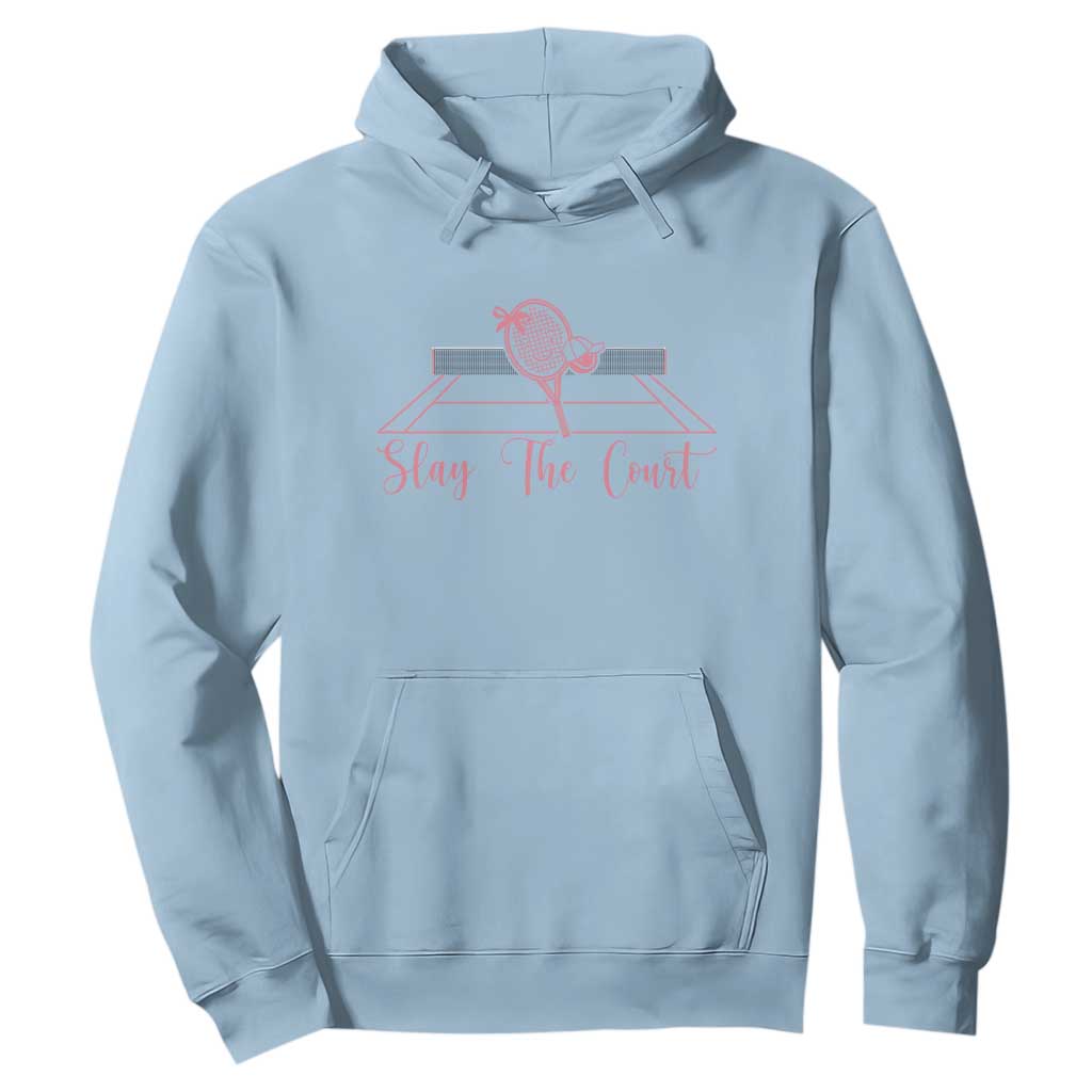 Slay The Court Tennis Girl Hoodie Gift For Sport Lover TS12 Light Blue Print Your Wear