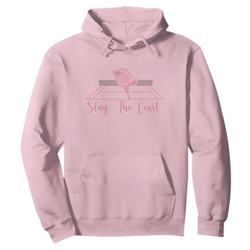 Slay The Court Tennis Girl Hoodie Gift For Sport Lover TS12 Light Pink Print Your Wear