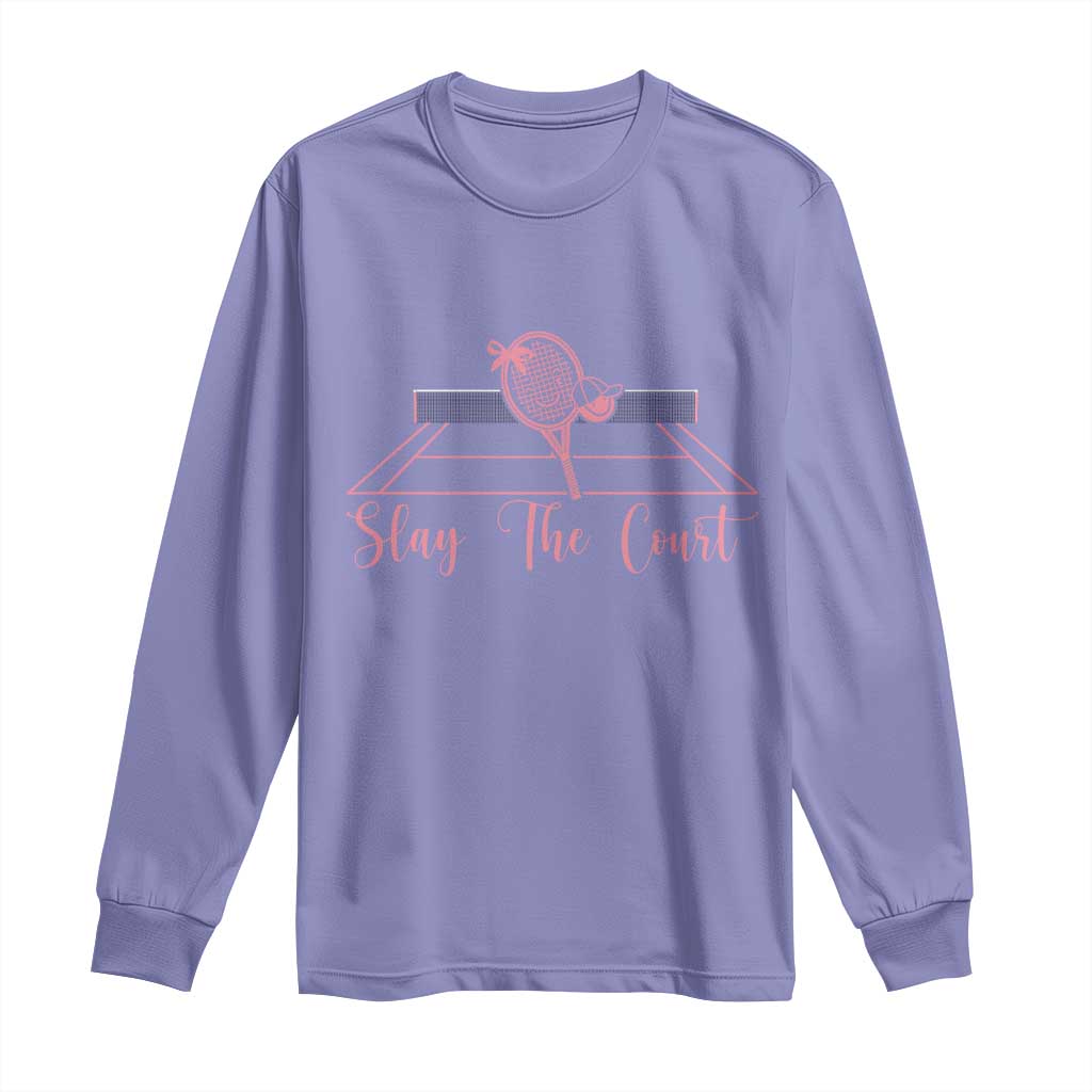 Slay The Court Tennis Girl Long Sleeve Shirt Gift For Sport Lover TS12 Violet Print Your Wear