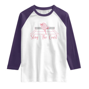 Slay The Court Tennis Girl Raglan Shirt Gift For Sport Lover TS12 White Purple Print Your Wear