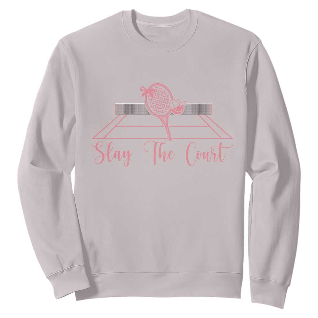 Slay The Court Tennis Girl Sweatshirt Gift For Sport Lover TS12 Ice Gray Print Your Wear