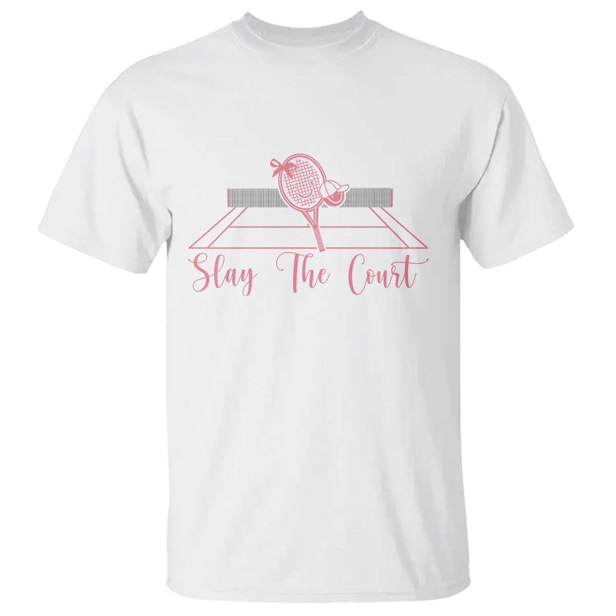 Slay The Court Tennis Girl T Shirt Gift For Sport Lover TS12 White Print Your Wear