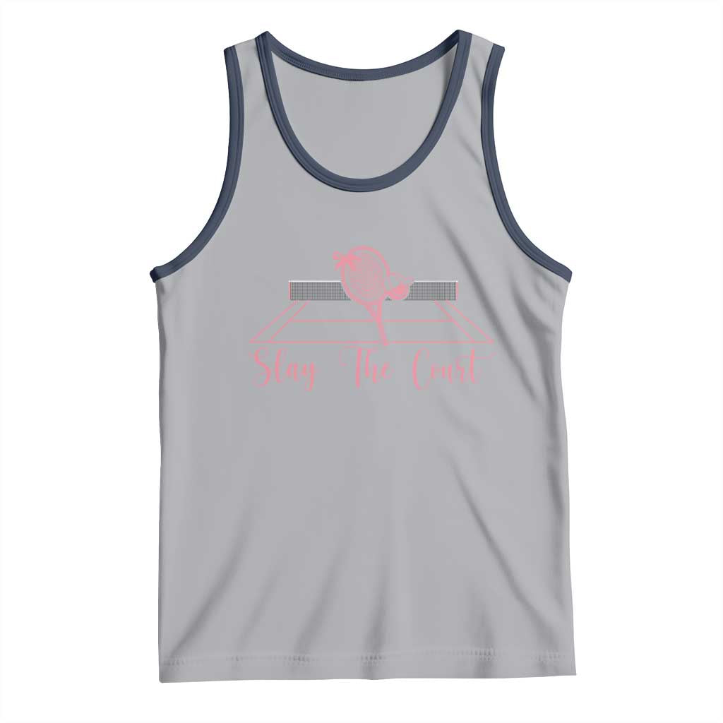 Slay The Court Tennis Girl Tank Top Gift For Sport Lover TS12 Athletic Heather Navy Print Your Wear