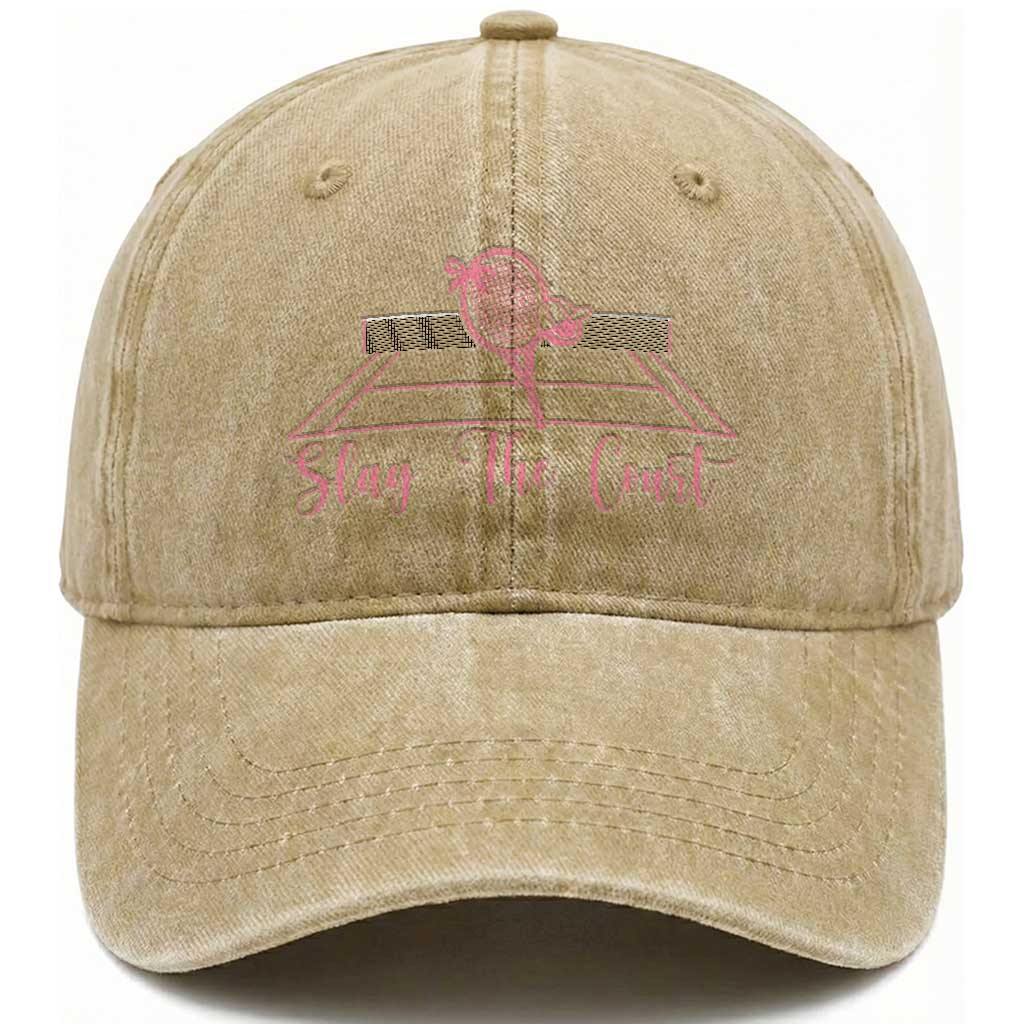 Slay The Court Tennis Girl Washed Cotton Baseball Cap Gift For Sport Lover TS12 Print Your Wear