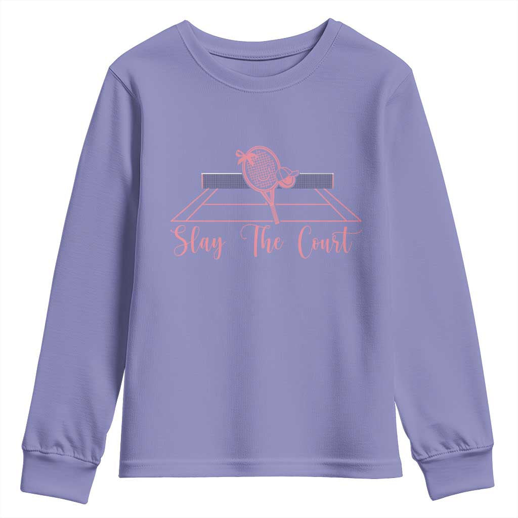 Slay The Court Tennis Girl Youth Sweatshirt Gift For Sport Lover TS12 Violet Print Your Wear