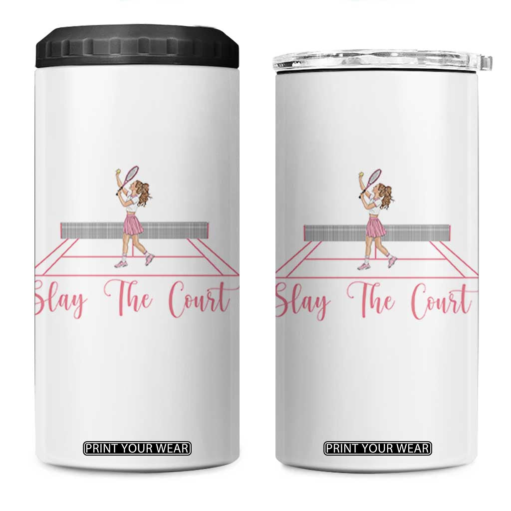 Slay The Court Queen 4 in 1 Can Cooler Tumbler Funny Tennis Player Gift For Women TS12 One Size: 16 oz White Print Your Wear
