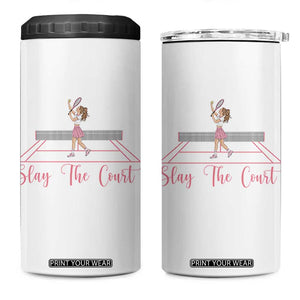 Slay The Court Queen 4 in 1 Can Cooler Tumbler Funny Tennis Player Gift For Women TS12 One Size: 16 oz White Print Your Wear