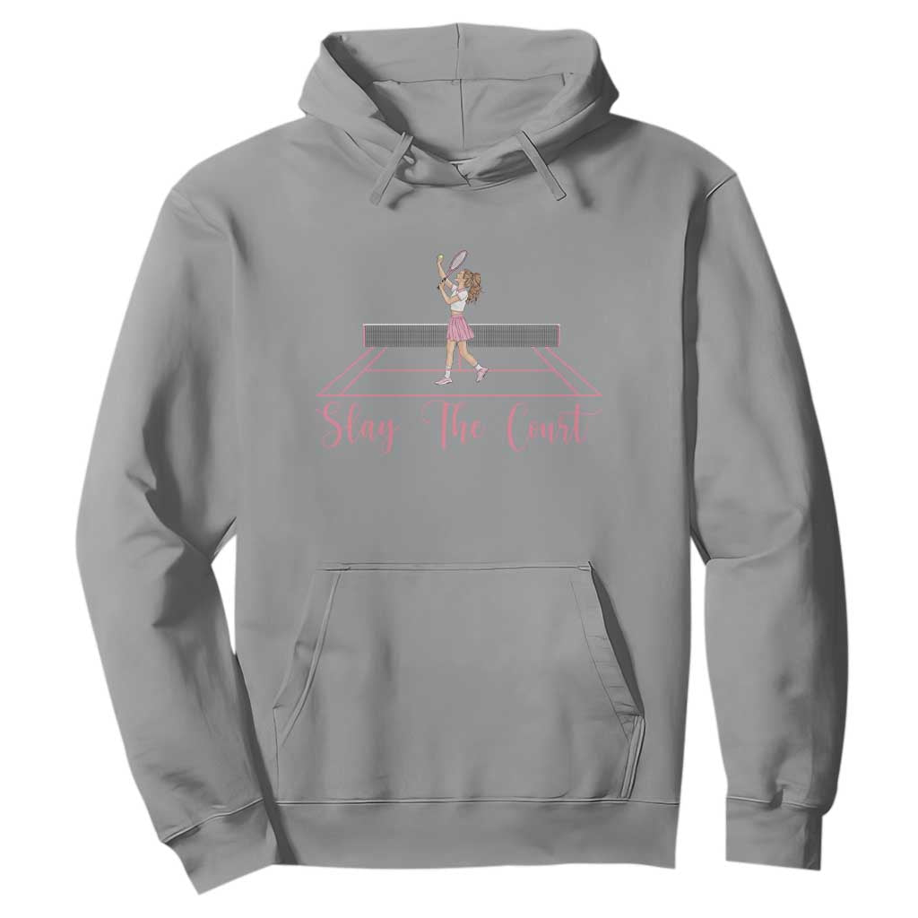 Slay The Court Queen Hoodie Funny Tennis Player Gift For Women TS12 Sport Gray Print Your Wear