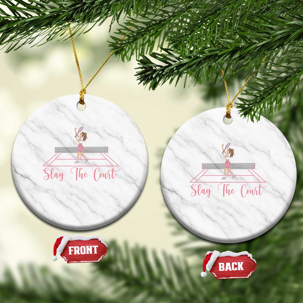 Slay The Court Queen Ceramic Ornament Funny Tennis Player Gift For Women TS12 1pc White Marble Print Your Wear
