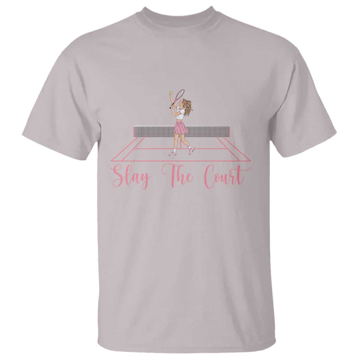 Slay The Court Queen T Shirt Funny Tennis Player Gift For Women TS12 Ice Gray Print Your Wear
